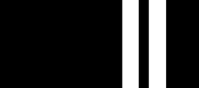 Black rectangle with two white vertical stripes