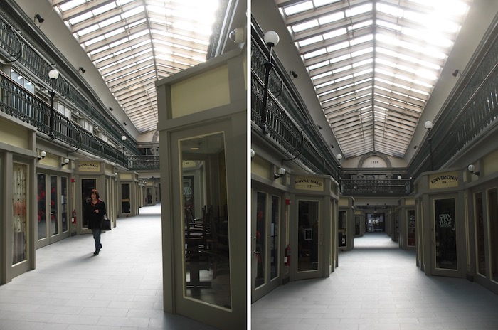 A couple of views of the renovated retail floor, February 2014.