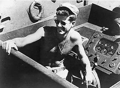 Young John F. Kennedy at helm of PT boat