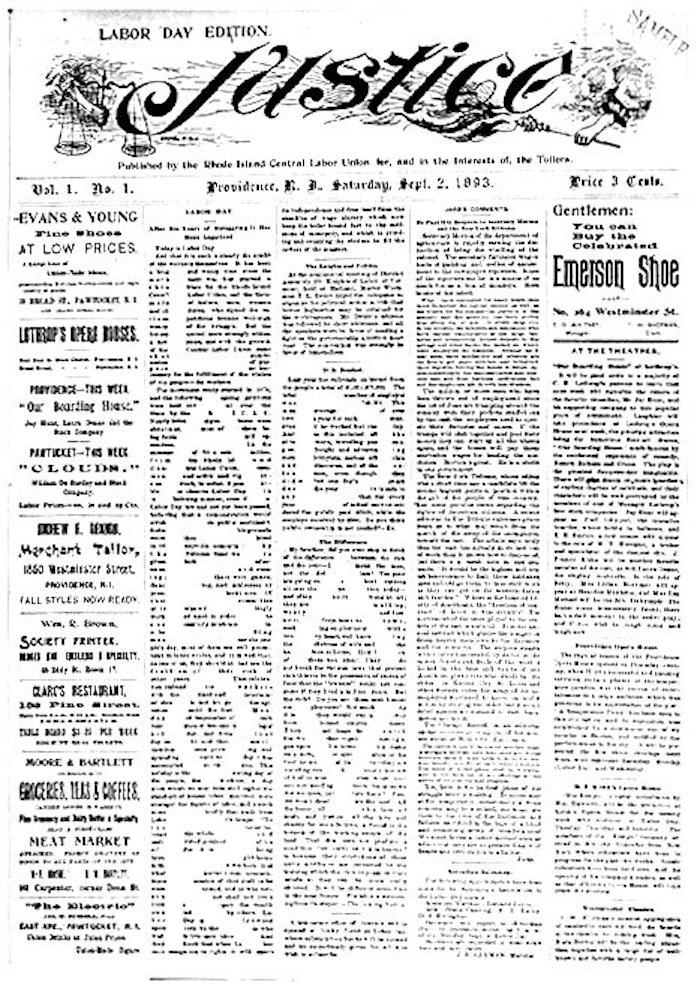 Facsimile of Justice newspaper