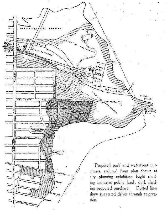 Map of a proposed marine park at Field's Point, 1911.