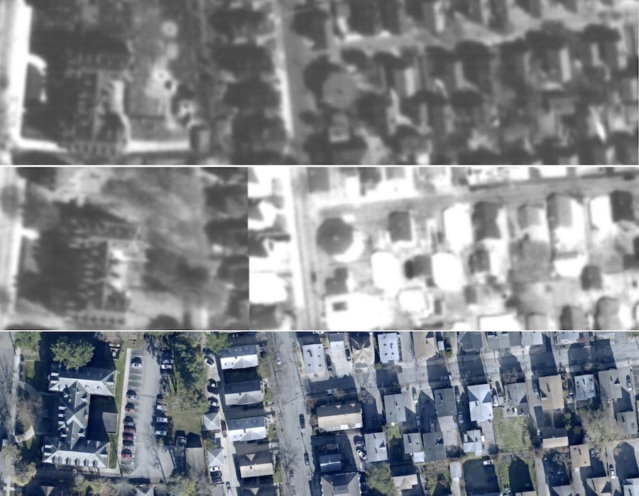 Aerial views of Ives Street, Providence, octagon