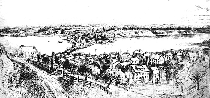 Drawing of the village of Providence, circa 1762.