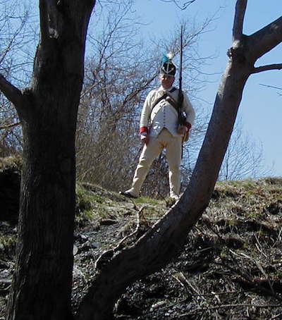 Revolutionary re-enactor at Butts Hill Fort, Portsmouth, 2004.
