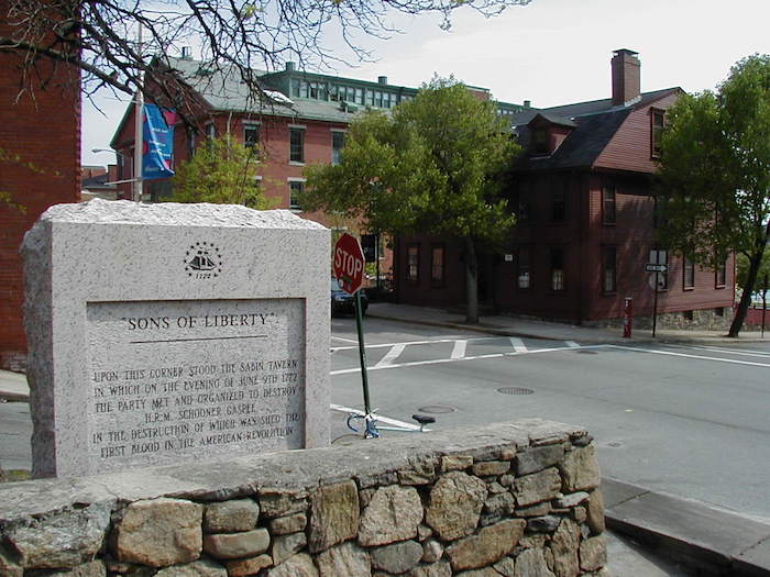 Monument on the former site of the Sabin Tavern, 2005.