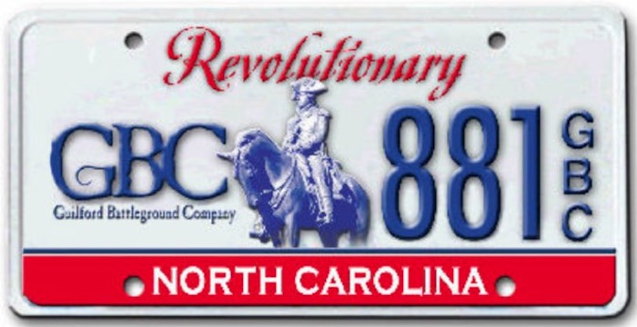 North Caroline Nathanael Greene license plate, 2005).