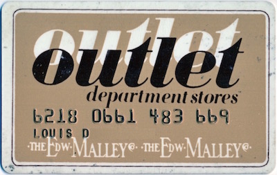 Outlet Department Store credit card, c1976