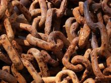 Rusty iron chain links